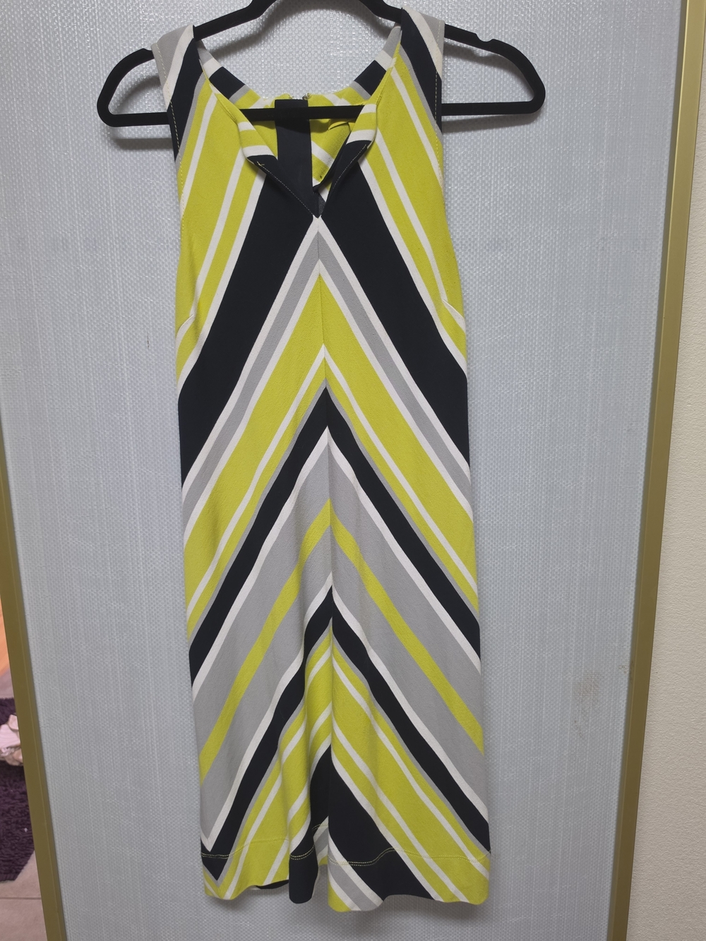 Banana Republic Lime, Black and Gray Chevron Shift Dress